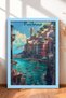 Colorful Boats in Positano Harbor Framed Painting Italy Poster Living Room Kitchen Wall Decor Itp032