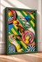 Striped Table with Lemons and Plates Framed Painting Italy Poster Living Room Kitchen Wall Decor Itp013 - 2
