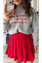 Gray melange sweatshirt with red text print - 5