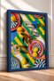 Striped Table with Lemons and Plates Framed Painting Italy Poster Living Room Kitchen Wall Decor Itp013 - 2