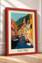 Positano Navy Blue Kayaks in the Channel Framed Painting Italy Poster Living Room Kitchen Wall Decor Itp037 - 2