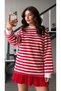 Red and White Striped Crew Neck Blouse - 4