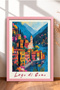 Lake Como Servili Coast and Campanile Framed Painting Italy Poster Wall Decor Itp034