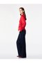 Slim Fit Long Sleeve Gathered Collar Satin Shirt - 3