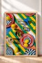 Striped Table with Lemons and Plates Framed Painting Italy Poster Living Room Kitchen Wall Decor Itp013 - 3