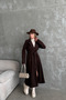 Women's Unlined Premium Cashmere Coat Long Belted Classic Collar Pocketed Autumn Winter Coat