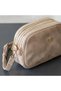 Women's Beige Nubuck Shoulder Bag, 3-Compartment, with Gold Details, Everyday Crossbody Bag, Bsk2026. - 2