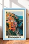 Riomaggiore Navy Blue Coast and Beach Houses Framed Painting Italy Poster Wall Decor Itp025