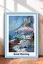 Buongiorno Written Umbrellaed Sea Terrace Framed Painting Italy Poster Wall Decor Itp027