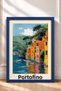Colorful Houses in Portofino Harbor Framed Painting Italy Poster Living Room Kitchen Wall Decor Itp033 - 3