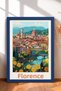 Florence Cityscape and Yellow Flowers Framed Painting Italy Poster Wall Decor Itp042