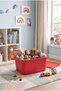 Large 17 Liter 40X30X20 cm Polypropylene Plastic Organizer with Red Lid - Toy Box and Storage Basket - 5