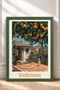 Delizioso Written Orange Tree and Pizza Framed Painting Italy Poster Wall Decor Itp054 - 3