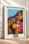 Viva L'Italia Written Colorful Village Houses Framed Painting Italy Poster Wall Decor Itp063 - 2