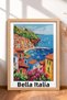 Beautiful Italy Sailing Boat Port and Flowers Framed Painting Italy Poster Wall Decor Itp065