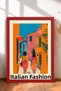 Fashion Italiana Two Women on the Street Written Framed Painting Italy Poster Wall Decor Itp067
