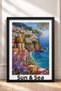 Sole & Mare, Coastal Town with Written Text, Framed Painting, Italy Poster, Living Room, Kitchen, Wall Decor, Itp096. - 3