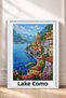 Lake Como, Kubbeli Church, and Sailors – Framed Painting, Italy Poster, Wall Decor, Itp091. - 3