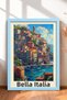 Bella Italia, Port City, Framed Painting, Italy Poster, Living Room, Kitchen, Wall Decor, Itp122.