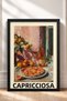 Capricciosa Pizza and Rose Wine Tabletop Framed Painting, Italy Poster, Wall Decor, Itp167. - 3