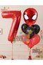 Spider-Man 7Th Birthday Balloon and Red Number Balloon Birthday Party Set, Red Balloon Set.