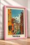 Venice Green Canal and White Dome Framed Painting, Italy Poster, Living Room, Kitchen, Wall Decor, Itp201. - 2