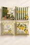 Set of 4 Limone Verde Green Lemon and Italian-Inspired Pillow Covers, Double-Sided Print, 43X43 Cm.