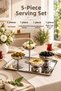 5-Piece Stainless Steel Luxury Serving Set – Includes a Bowl with a Stand and a Rectangular Tray, Perfect for Breakfast, Jams, and Snacks. - 2