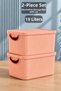 2-Piece 19Lt Storage Box with Lid - Decorative Organizer Multi-Purpose Closet Organizer Basket Pink