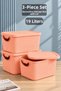 3-Piece 19Lt Storage Box with Lid - In-Cabinet Organizer Basket Decorative Organizer Multi-Purpose Pink