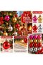 Set of 12 New Year's Decorative Ornaments, 3 cm – Assorted Colors: Pink, Gold, Red, Silver, with Hanging Strings - 2