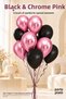 Black and Chrome Pink Balloon Set of 10 for Birthday Party Decorations - 4