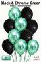 Black and Chrome Green Balloon Set of 10 Birthday Party Decorations