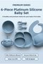 6-Piece Platinum Silicone Baby Feeding Set, Blue