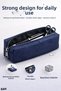01107 Water-Resistant, Large-Capacity Navy Blue Faux Leather Pencil Case - 2