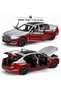 Red and Gray 1:24 Scale BMW 760Li Metal Toy Car with Opening Hood and Trunk Doors, Light-Up and Sound-Activated Model Car
