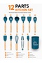 12-Piece Silicone Kitchen Set: Heat-Resistant Spatula, Spoon, Tongs, and Other Kitchen Utensils with Wooden Handles