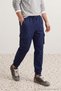 Navy Blue Cargo Jogger Gabardine Elastic Waist and Cuffs Men's Trousers Tmnaw27Pl00017