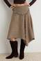 Brown Plaid Midi Asymmetrical Skirt