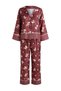 Burgundy Floral Satin Woven Pajamas Set Thmaw27Pt00114