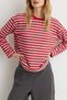 Kırmızı Çizgili Bisiklet Yaka Oversize/Geniş Kalıp Örme Sweatshirt TWOAW27SW00263 - 4