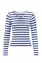 Multi-Colored Striped V-Neck Regular/Normal Fit Stretch Knit Blouse Twoaw27Bz00459 - 5