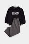 Black Plain Knitted Bottom - Top Set Tkdaw27Au00078