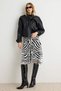 Black Zebra Patterned A-Line Knit Skirt Twoaw27Et00175