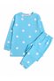 Girl's 100% Cotton Blue and White Polka Dot Long Sleeve Winter Pajamas Set - 3