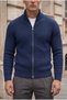 Marlow Anti-Peeling Anti-Pilling Ribbed Stand Collar Zippered Men's Knitwear Cardigan - Indigo - 2