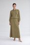 Stone Detailed Zippered Jacket Set Khaki