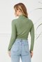 Ribbed Turtleneck Slim Fit Blouse - 2
