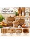 3-Pack Burl Ivory Set Wicker Lidded Potato, Onion, Garlic Basket - 3 Sizes Rattan Vegetable Basket