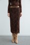 Elastic Waist Floral Embossed Lined Tulle Skirt - 5